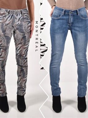 Animal Print Reversible Jeans - Multicolor